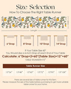 Canvas Embroidered Table Runner - 13"x 72" Coffee Table Runner for Living Room Narrow Tablerunner for Dining Room Washable Farmhouse Kitchen Island Counter Decor Housewarming Gift, Lemon Bird