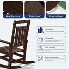 Plawdlik Oversized Outdoor Rocking Chair Set of 2- All-Weather Resistant,HDPE Heavy Duty Patio Rockers with High Back - Perfect for Porch,Garden,Coffee