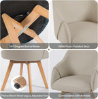 Swivel Dining Chairs Set of 4, Mid Century Modern Dining Chairs with Arms and Wood Legs, Linen Fabric Upholstered Kitchen Chairs for Dining Room Living Room, Comfortable Widen Seat, Sand