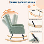 300lb Capacity Nursery Glider Rocker,Teddy Upholstered with Wood Legs for Living Room,Bedroom Nursery Includes Side Pockets
