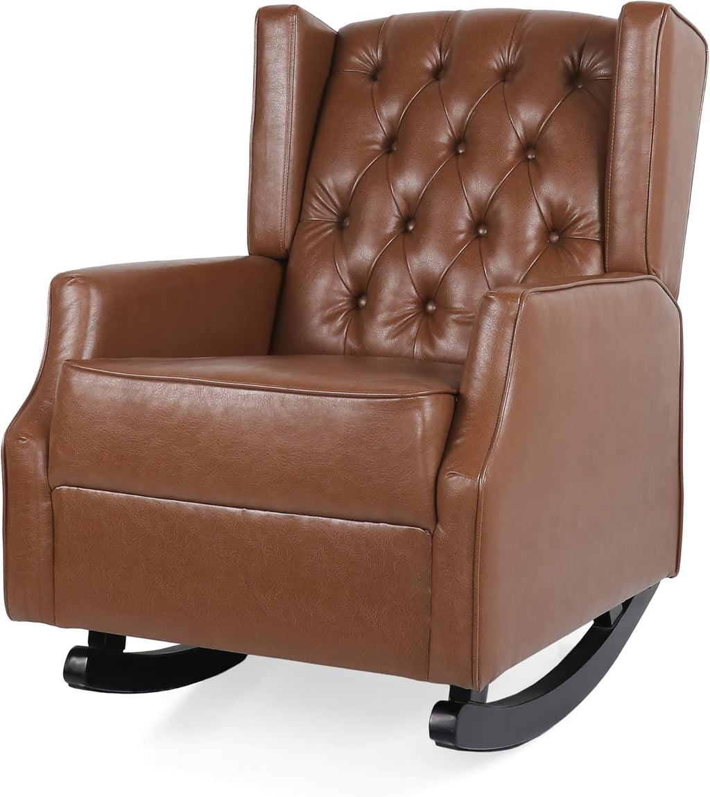 Rocking Chair Nursery, Rocker Chair with Wingback,Solid Wood Frame Armchair with Arm for Nursery, Living Room, Bedroom
