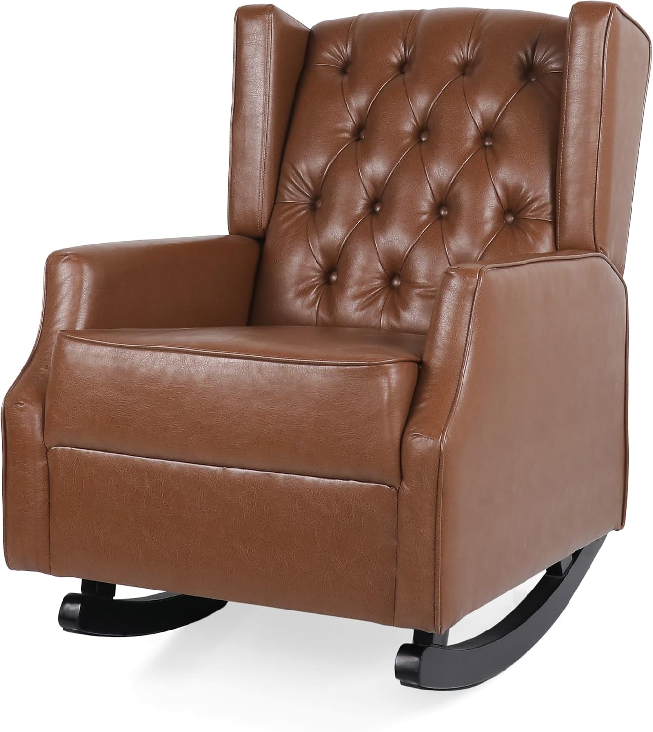 Rocking Chair Nursery, Rocker Chair with Wingback,Solid Wood Frame Armchair with Arm for Nursery, Living Room, Bedroom