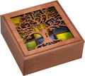 Wood Tea Box Organizer,Tea Organizers and Storage with Tree Pattern,Tea Bag Holder,Decorative Tea Storage Organizer Box,9 Compartments Tea Organizer for Tea Bags Coffee