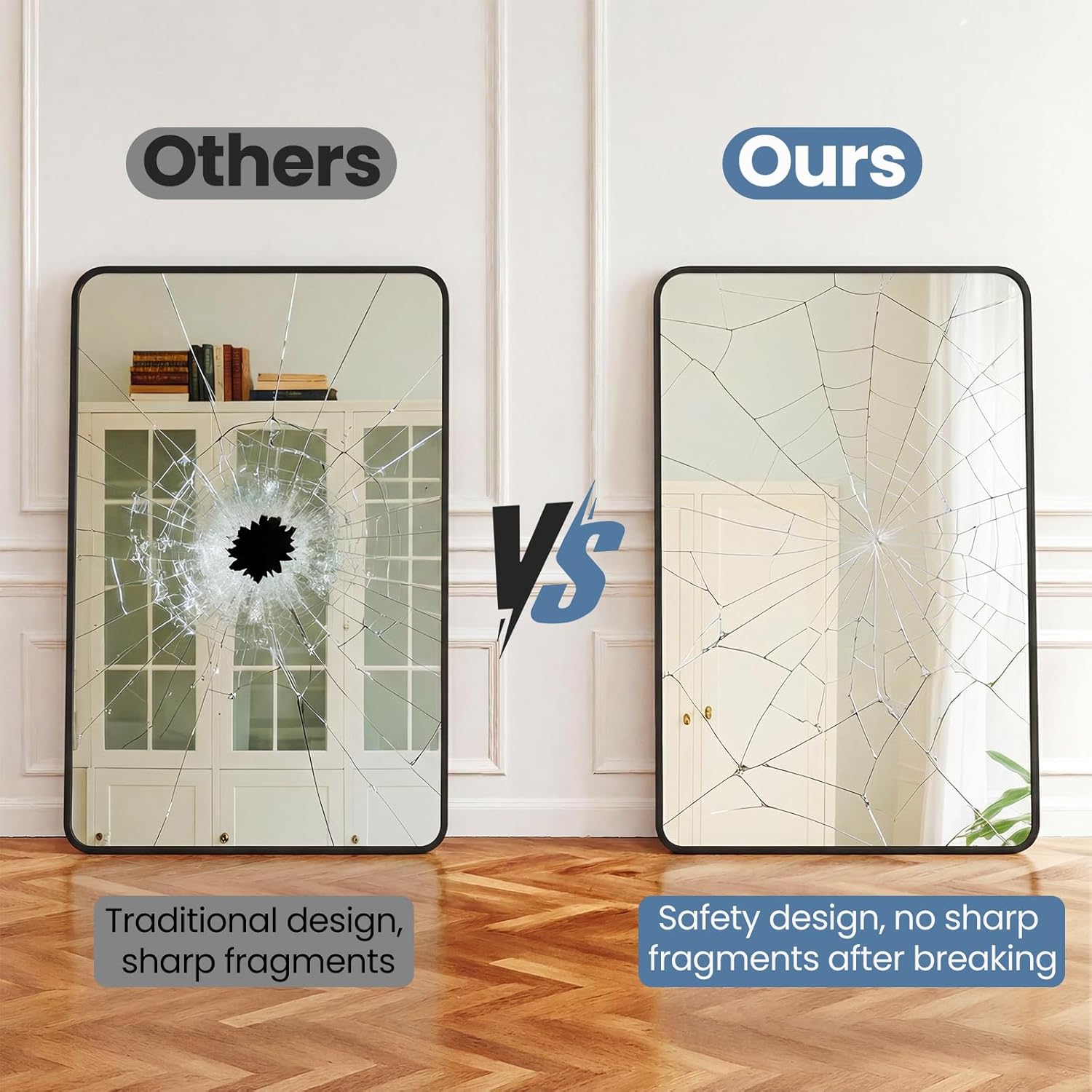 NEWBULIG 30X48 Inch Bathroom Mirror, Rectangle Wall Mirror with Rounded Corners, Black Vanity Mirrors for Bathroom Sink with Metal Frame for Bedroom, Entryway, Hangs Horizontally or Vertically