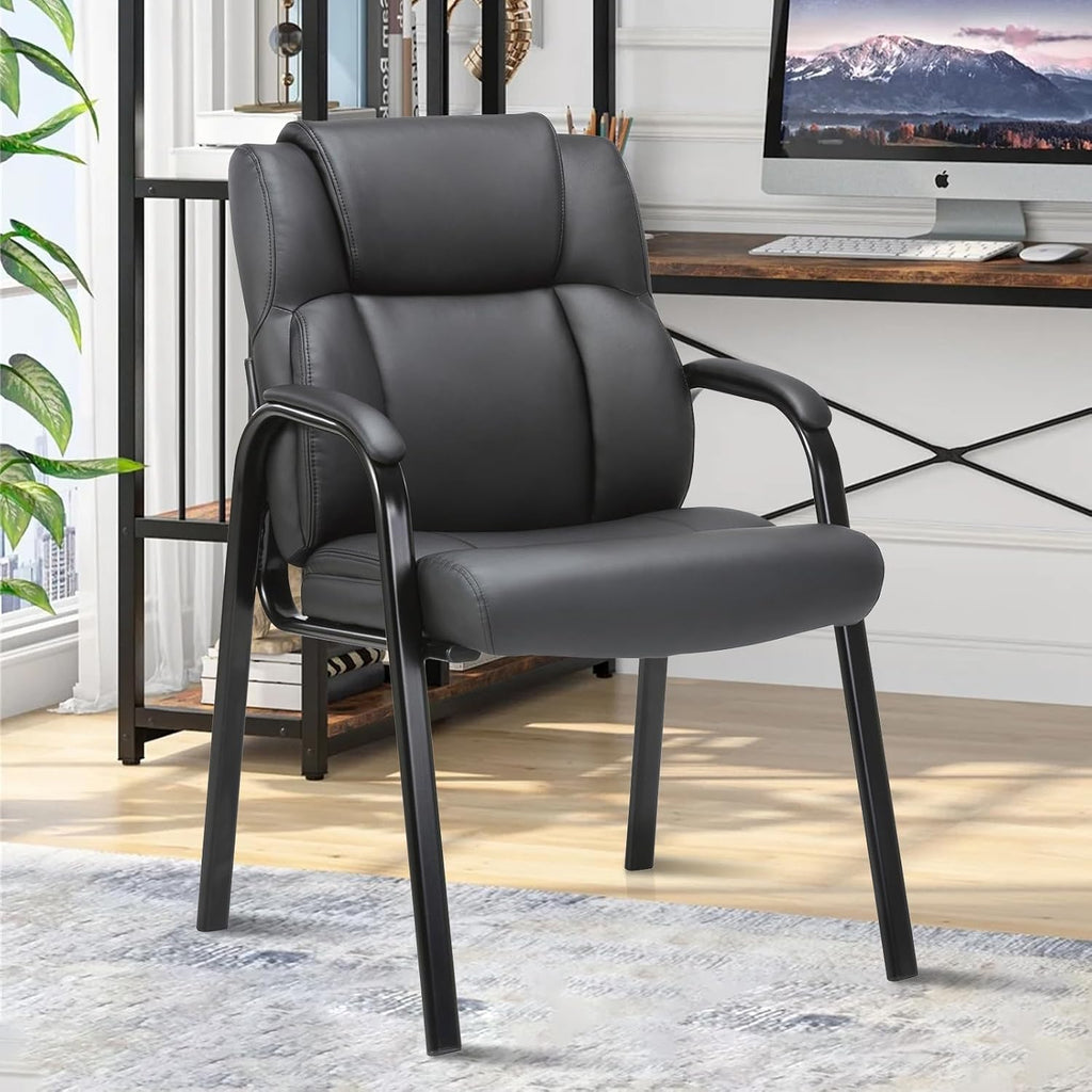 CLATINA Leather Guest Chair with Padded Arm Rest for Reception Meeting Conference and Waiting Room Side Office Home Black 8 Pack