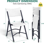 Folding Chairs 4 Pack, Outdoor Portable Foldable Chair with Steel Frame, 500lbs Capacity Heavy Duty Metal White Plastic Folding Chairs for Patio, Picnic, Kitchen, Dining