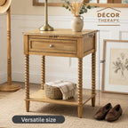 Decor Therapy Preston Traditional Single Drawer Side Table, Classic Bedside End Table with Lower Shelf, Seadrift