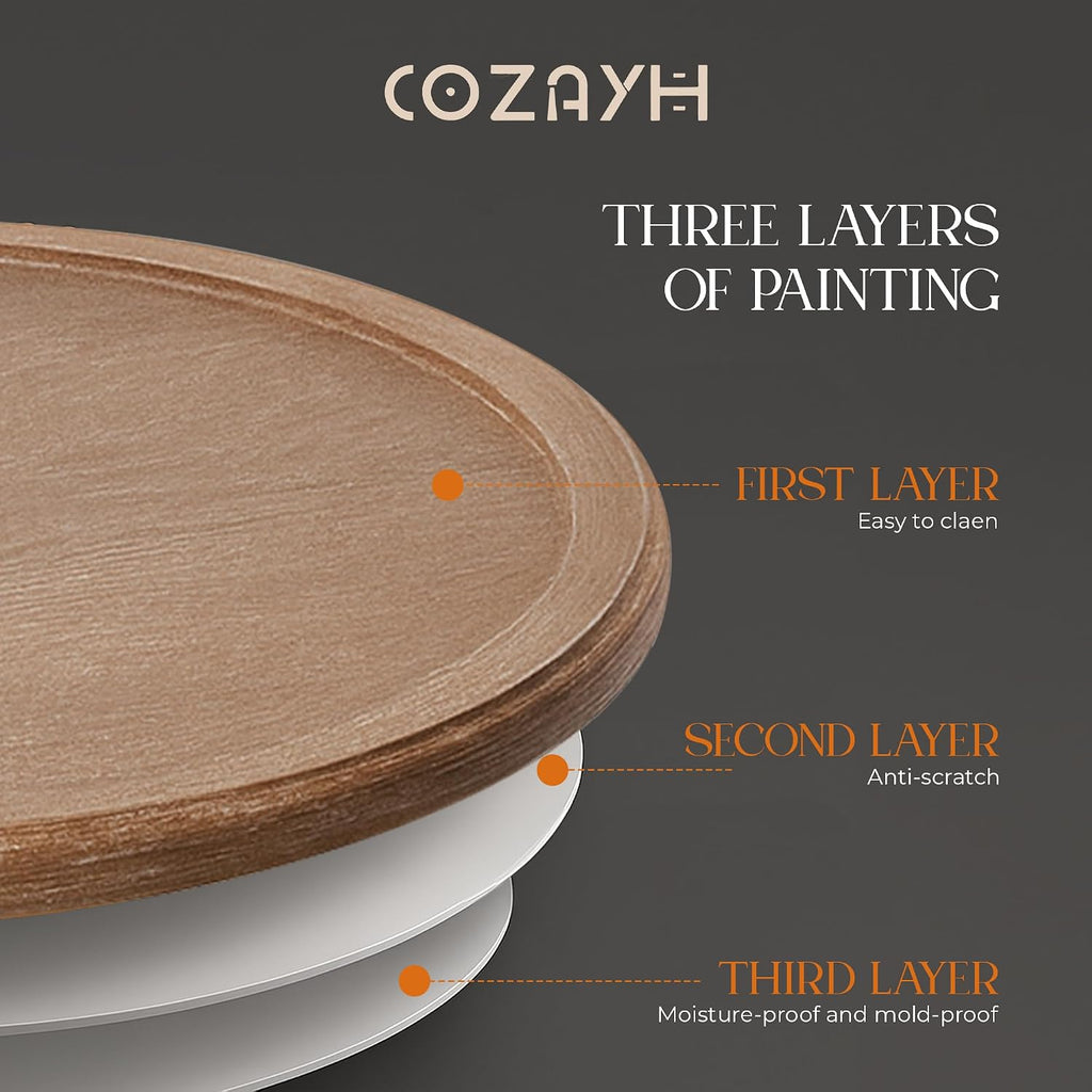 COZAYH Set of 2 Farmhouse End Table, Distressed Tray Top Side Table with Curved Motif Frame Base for Boho, Rustic, French Country, Small Space, Round, White (2 Pack)