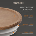 COZAYH Set of 2 Farmhouse End Table, Distressed Tray Top Side Table with Curved Motif Frame Base for Boho, Rustic, French Country, Small Space, Round, White (2 Pack)
