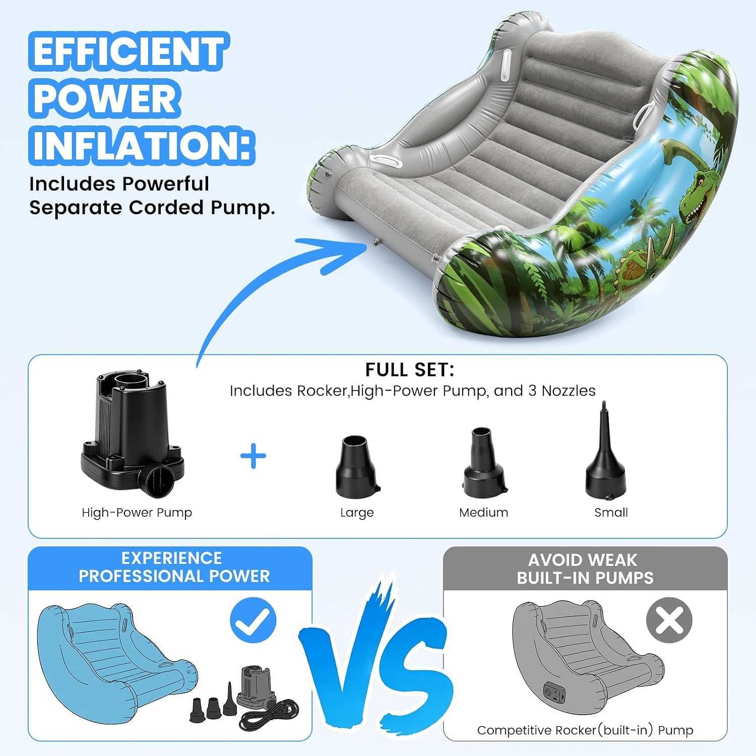 Sensory Chair for Kids, Inflatable Rocking Chair for Autism & ADHD, Cloud Rocker for Deep Pressure Therapy, Sensory Room Equipment for Toddlers Boys & Girls