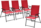 Anmutig Red Patio Folding Chairs, Outdoor Portable Dining Chairs Set of 4 | For Lawn Garden and Porch
