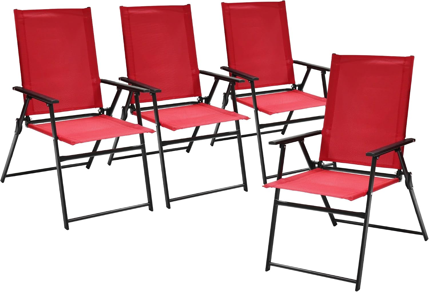 Anmutig Red Patio Folding Chairs, Outdoor Portable Dining Chairs Set of 4 | For Lawn Garden and Porch