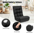 DORTALA Foldable Floor Chair for Adults, Memory Foam Gaming Chair w/ 5-Position Adjustable Head and Back Support, Indoor Seat for Bedroom, Living Room, Gaming Room, Black