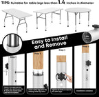 Table Leg Extenders White, Highly Durable Steel Folding Table Leg Risers, Table Leg Extensions Fits Straight & Bent Legs Table Height Extender for Rise Card Table 3.6/5.2 Inch Wobble-Free