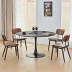 Round Dining Tulip Table for 4, Mid-Century Modern Table with Sturdy Metal Pedestal for Kitchen, Bistro, Cafe, Leisure (Black, 43.5 INCH)