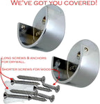 Closet Rod Support Flanges with Screw On Attachment | Heavy Duty Clothes Pole End Sockets for Wardrobes |Polished Chrome |4 Pair