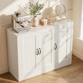 39" Modular Buffet Sideboard Cabinet, Expandable Storage Cabinet System, 3-Door Coffee Bar Cabinet with Adjustable Shelves, Waterproof Media Console for Living Room, White