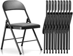 Fenbeli Padded Folding Chairs Set of 10 for Weddings, Holds 330 lb Each, Cushioned PU Leather Folding Banquet Chairs with Double-Braced Steel Frame, Fold Flat for Conferences Events