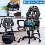 Office Chair Gaming Chair Desk Chair Ergonomic High Back Massage Computer Chair with Lumbar Support & Comfort Armrest PU Leather Rolling Task Racing PC Swivel Executive Chair for Men Women, Camo