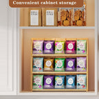 X-cosrack Bamboo Tea Bag Organizer Storage Box, 3 Tier Stackable Tea Bag Box Natural Wood, Wall Mount Tea Chests with Acrylic for tea bags Office Kitchen Cabinet Pantry