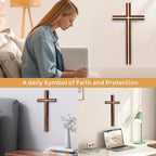 ACHIBANG 10" Wooden Cross for Wall, Modern Minimalist Wall Cross for Home Decor and Blessing, Catholic Gifts
