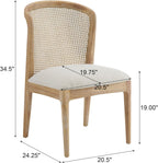 Modern Dining Chairs Set of 2, Fabric Upholstered Kitchen Chairs with Cane Webbing Back and Rubberwood Frame, Beige and Natural for Dining Room