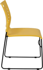 EMMA + OLIVER 881 lb. Capacity Yellow Sled Base Stack Chair with Air-Vent Back