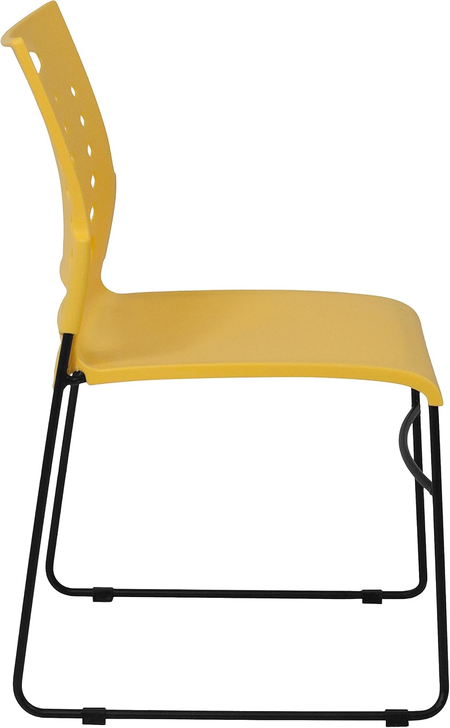 EMMA + OLIVER 881 lb. Capacity Yellow Sled Base Stack Chair with Air-Vent Back