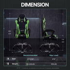 Dowinx Gaming Chair Ergonomic, Massage Lumbar Support, Footrest, Adjustable Height & Headrest Pillow, Heavy Duty 330lbs Office Chair, Comfortable for Back Pain Relief Long Gaming Streaming Deep Green