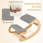Giantex Ergonomic Kneeling Desk Chair, Rocking Knee Chair with Cushion & Solid Wood Frame, Natural Relief for Neck or Back Pain, Posture Chair for Desk, Home, Office, Max Load 330 Lbs (Grey)