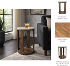 Modern Round End and Side Table for Home Decor - Mango Wood Accent for Small Spaces and Room - Decorative Night Stand or Bedside Drink Table for Bedroom and Living Room Display - 23", Brown & Tan
