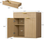 TEENFON Fluted Buffet Cabinet with Storage, 63" Sideboard Cabinet, Coffee Bar Cabinet with 2 Doors and Adjustable Shelf for Living Room, Kitchen, Entryway, Natural