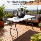 6 Feet Folding Table,Portable Plastic Foldable Table with Steel Legs&Carrying Handle for Party,Dining,Indoor/Outdoor Picnic, Camping,Weddings,Garden Dining(White-70" *28")