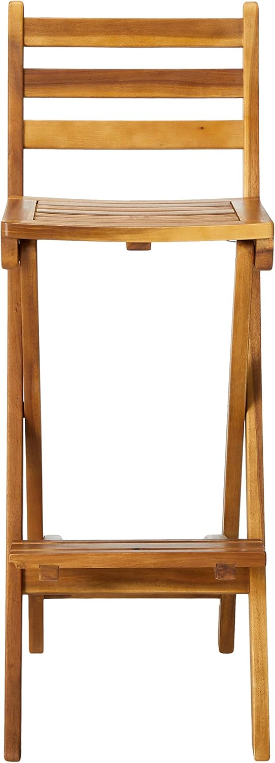 Christopher Knight Home Atlantic Outdoor Foldable Wood Barstool, 31", Natural Wood