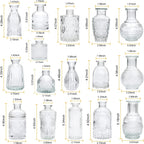 Glass Bud Vases Set of 32,Small Flower Vases for Wedding Centerpiece Table Decorations,Clear Vintage Embossed Mini vases,Flower Arrangements in Vases for Party or Home Decor