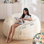 MAXYOYO Bean Bag Chair for Adults, Large 4 ft Bean Bag Chair with Foam Filling, Ultra Soft Fur Lazy Sofa for Living Room Bedroom, Machine Washable Cover