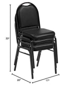 Norwood Commercial Furniture 250 Series Stack Chairs (Pack of 3)- Black Vinyl/Black Frame