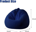 Faux Fur Bean Bag Cover (No Filler) Stuffed Animal Storage Adults Dark Blue | Bean Bag Covers Large Bean Bag Sofa for Adults, furry fuzzy surface,for living room bedroom holiday gift
