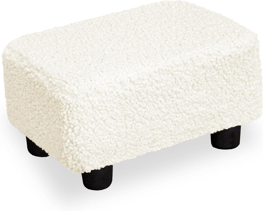 CAROLMADE Small Foot Stool Ottoman Footstool with Legs Under Desk Footrest for Living Room Bedroom and Office, Soft Ivory White