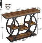 Tribesigns 39.4" Console Table, Sofa Table, Accent Tables, Rustic Brown | 4-Tier Storage Shelves, Wood Tabletop with Metal Frame, Industrial Style, For Narrow Entryway, Hallway, Behind the Couch