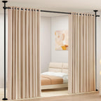 SUNALLY Room Divider Curtain Rod, No Drilling Room Separator for Space Partition Adjustable 4-10ft(H) 28-70inch(W) Heavy Duty Temporary Wall Divider Floor to Ceiling Tension Rod, Black