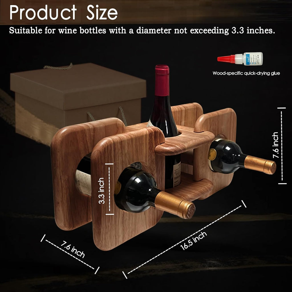 Home Bar Cabinet Kitchen Wooden Decor Wine Rack Countertop, Wood Freestanding Organizer Storage Liquor Bottle Display Shelf (Walnut)