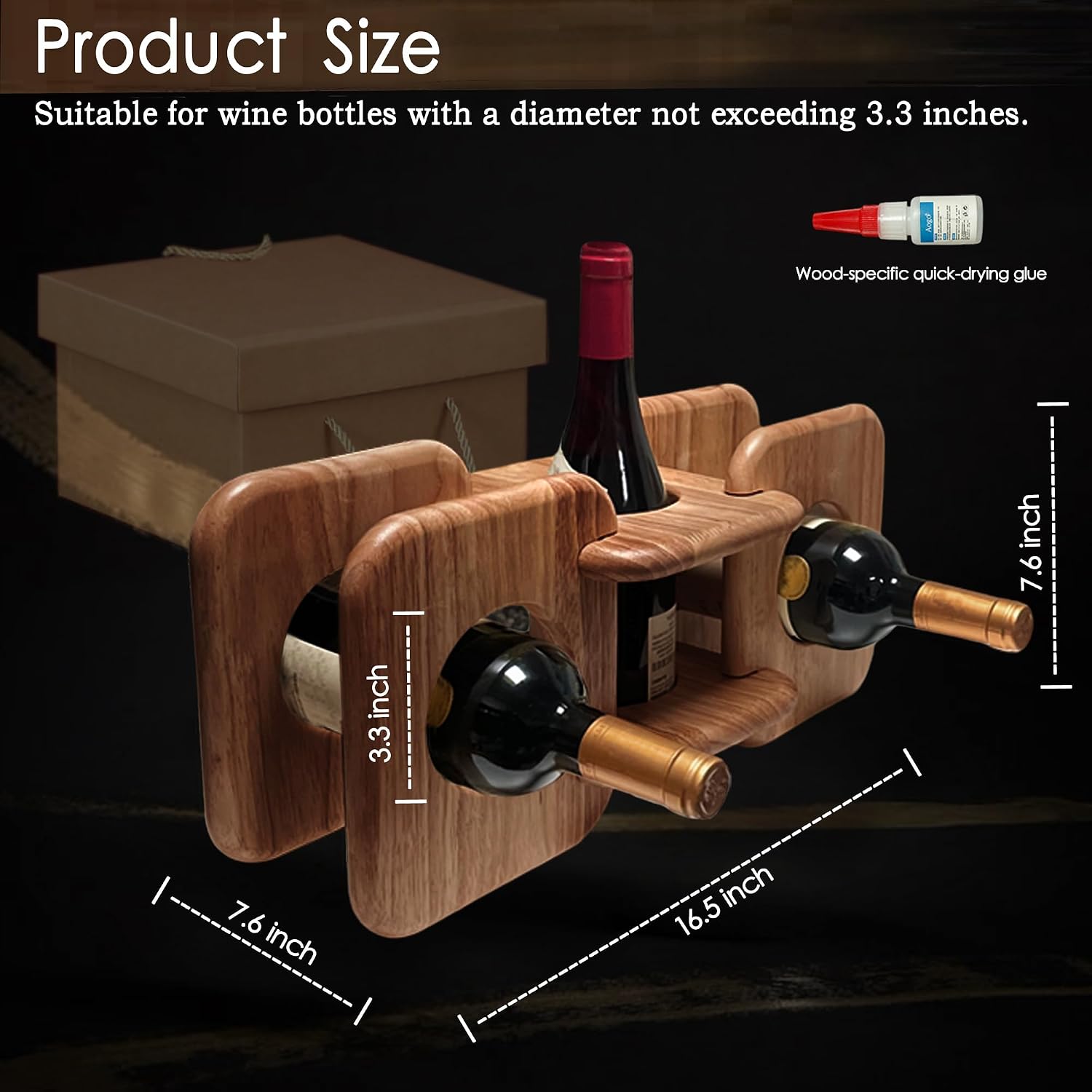 Home Bar Cabinet Kitchen Wooden Decor Wine Rack Countertop, Wood Freestanding Organizer Storage Liquor Bottle Display Shelf (Walnut)