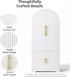 Virubi 72" Tall Arched Kitchen Pantry Cabinet, Fluted Storage Cabinets with Hidden Drawer and 3 Adjustable Shelves, Cupboard with Door Shelves for Kitchen, Dining and Bathroom, White