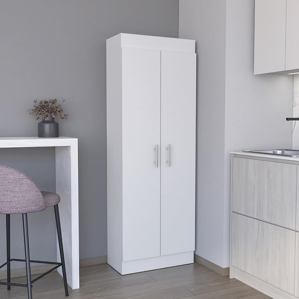 Contemporary Pantry Cabinet, Modern Storage Cabinet with 5 Internal Shelves and 2 Doors,for Kitchen Home