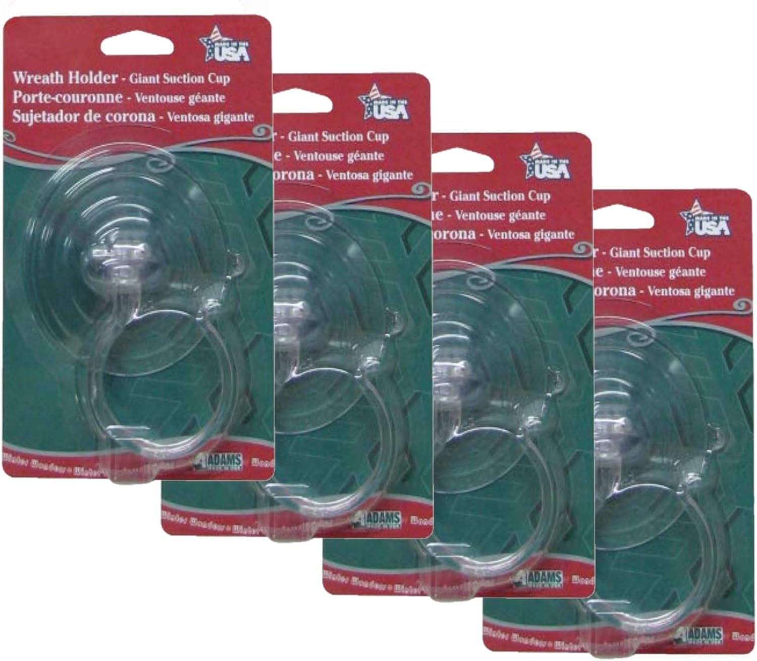 Adams Christmas 5750-88-1040 Giant Suction Wreath Holder - 4 Pack