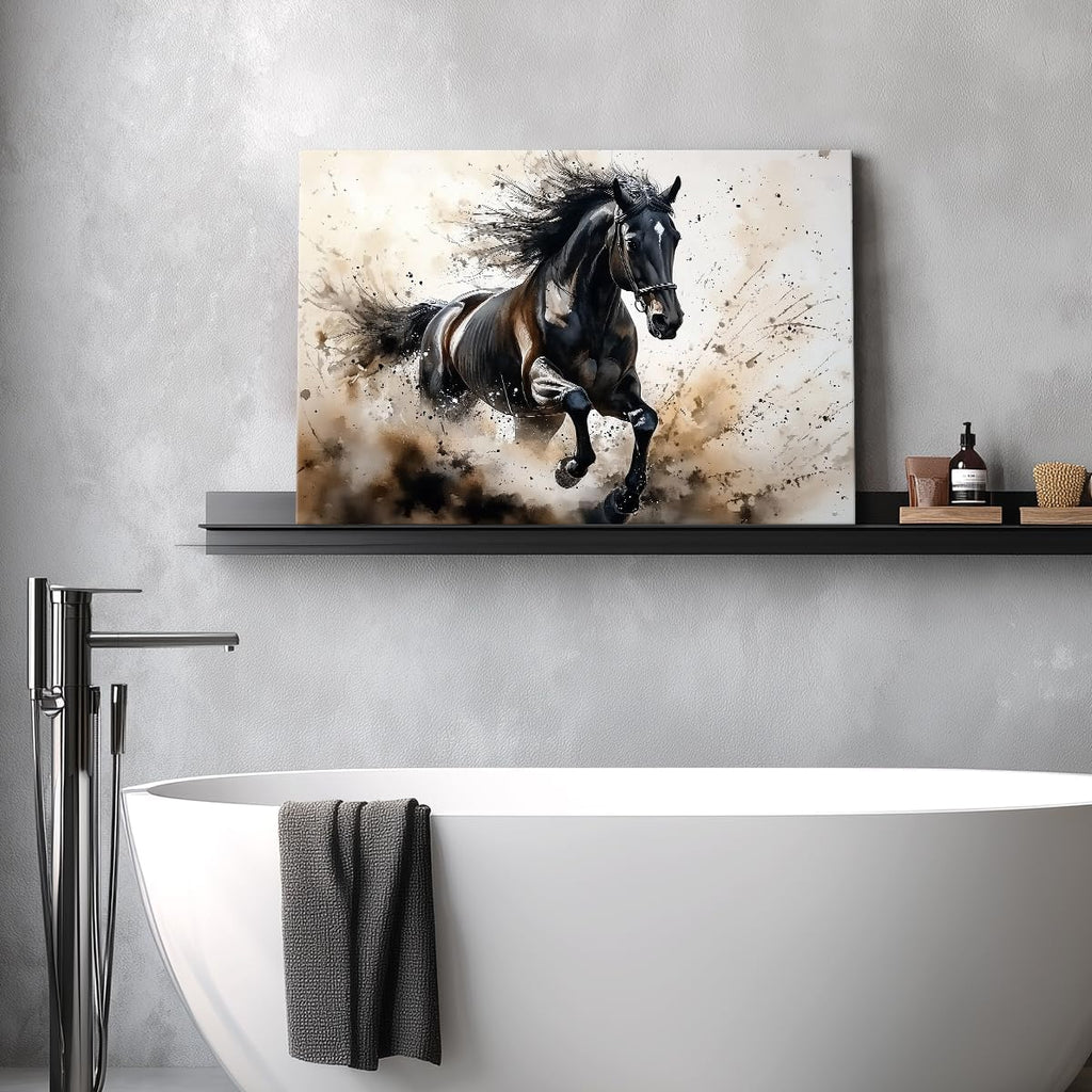 Azatyam Running Horse Wall Art Animal Picture Vintage Western Equestrian Canvas Prints Watercolor Wild Horses Paintings Modern Rustic Room Decor for Living Room Bedroom Bathroom Office 24" x 36"
