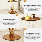 Acrylic Side Table, Clear End Table, Round Drink Table, Modern Nightstand for Living Room, Coffee Tables for Bedroom, Amber