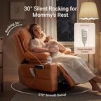 MAMAZING Lullapod Power Nursery Rocking Chair with HugAssist Armrest | Triple Motor Power Nursing Recliner with 270° Swivel Glider & Quiet Rocking, Dual Charging Ports & Built-In Storage