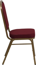 BizChair Crown Back Stacking Banquet Chair in Burgundy Fabric - Gold Frame